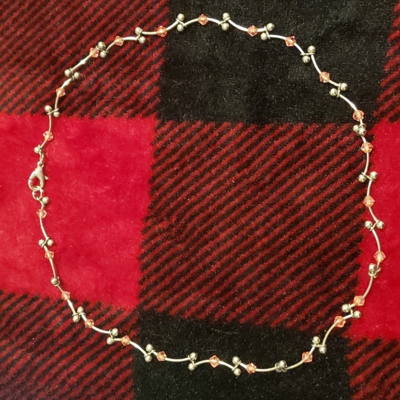 Vintage Silver Tone Choker With Pink Beads - Picture 6 of 8